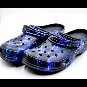 Womens black lightning bolt crocs